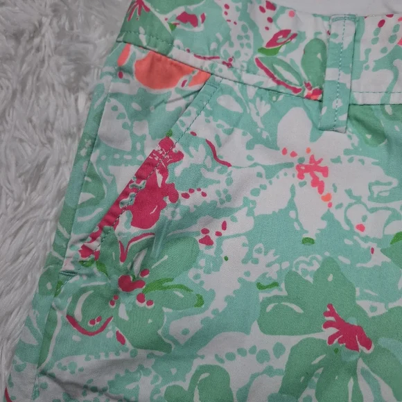Lilly Pulitzer Women's The Callahan Short Mint Green Pink Floral Size 10 NWT